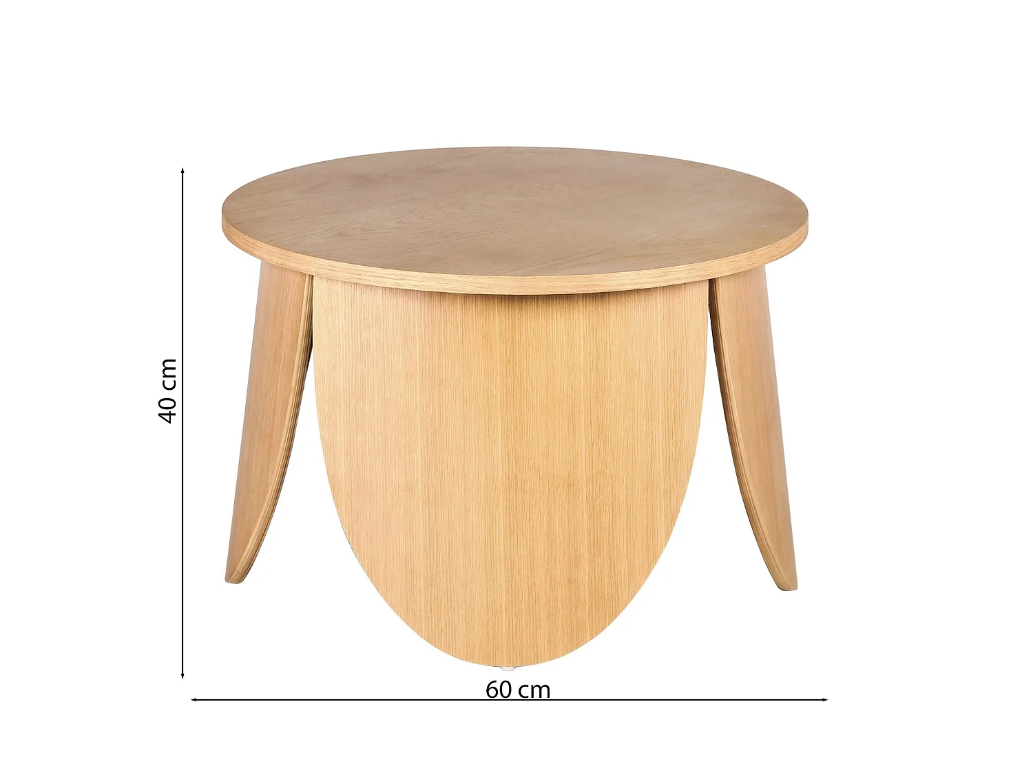 Tavolino rotondo - 60 cm - colore rovere naturale - VIVIALLY