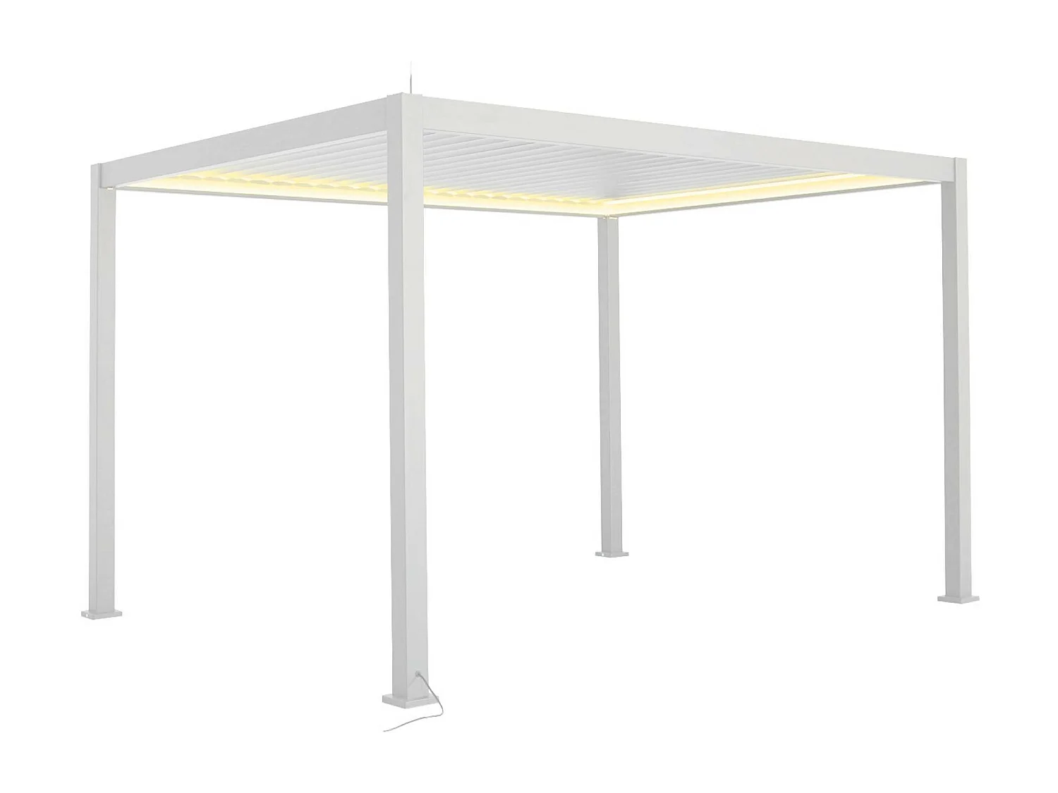 Pergola Bioclimatique électrique 3x4m blanc. aluminium. à lames orientables avec éclairage LED