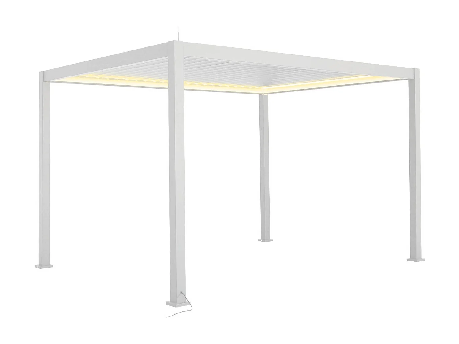 Pergola Bioclimatique électrique 3x4m blanc. aluminium. à lames orientables avec éclairage LED