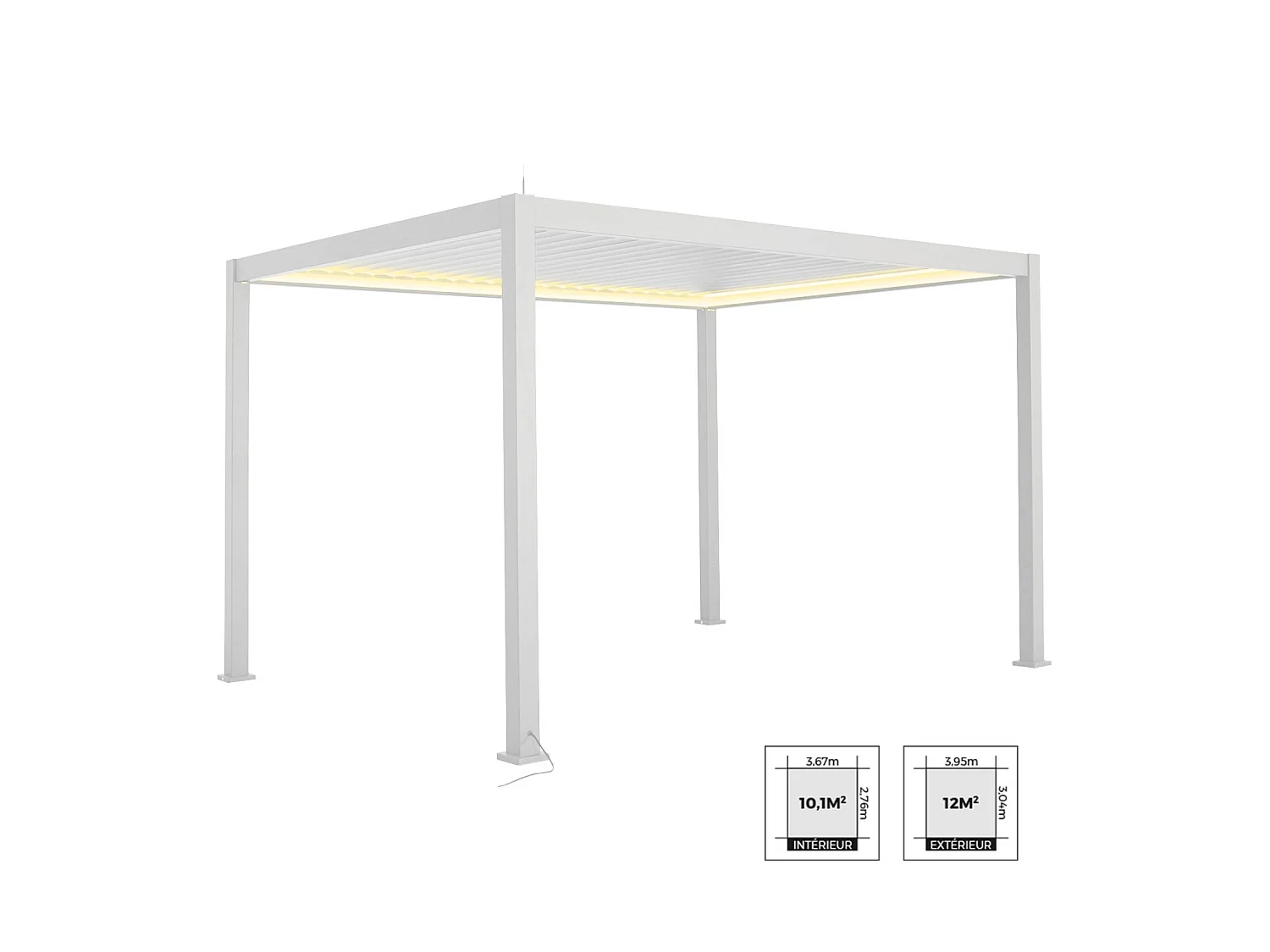 Pérgola bioclimática 3x4m de aluminio con iluminación led blanco