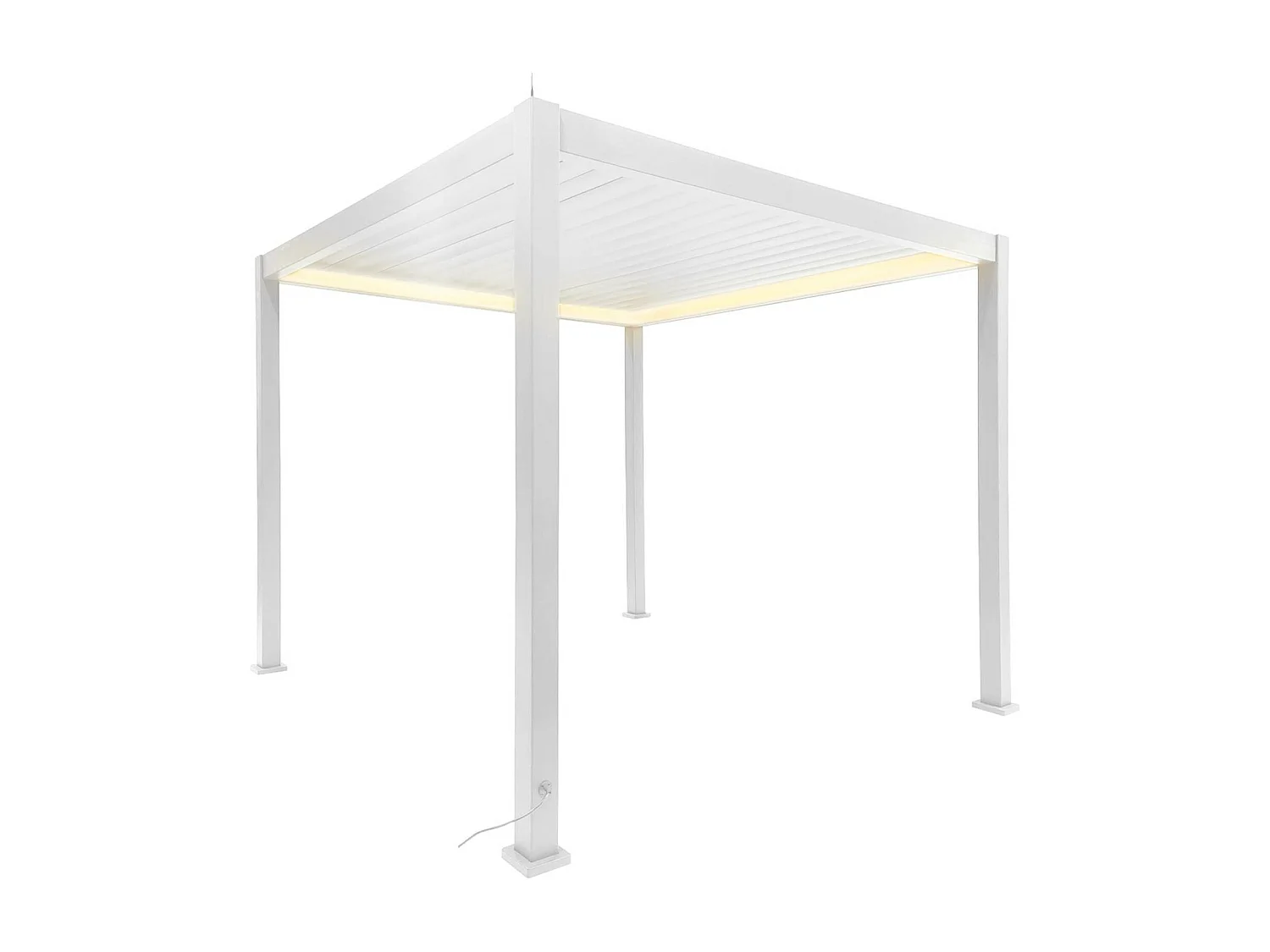Pergola Bioclimatique électrique 3x3m blanc. aluminium. à lames orientables avec éclairage LED