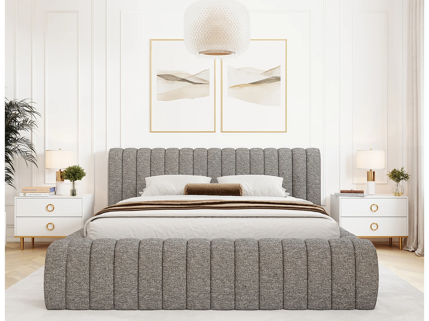 Letto Joya S (140x200)/Tessuto/Grigio