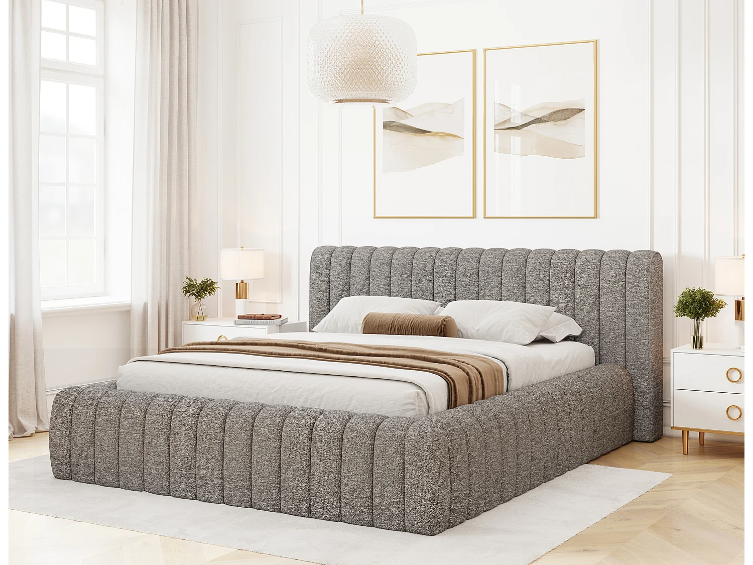 Bett Joya S (140x200)/Stoffbezug/Braun