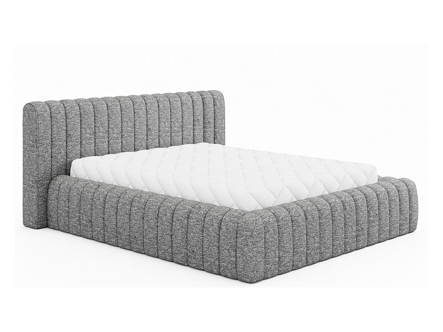Lit coffre Madera prestige – Revêtement tissu tapissé-Couleur Gris chiné-180x200