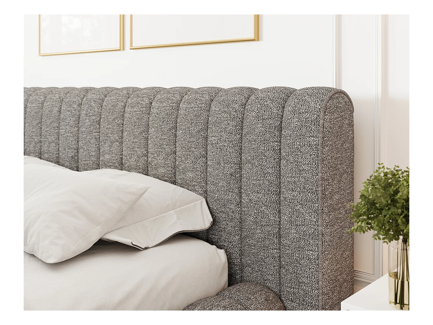Lit coffre Madera prestige – Revêtement tissu tapissé-Couleur Gris chiné-180x200