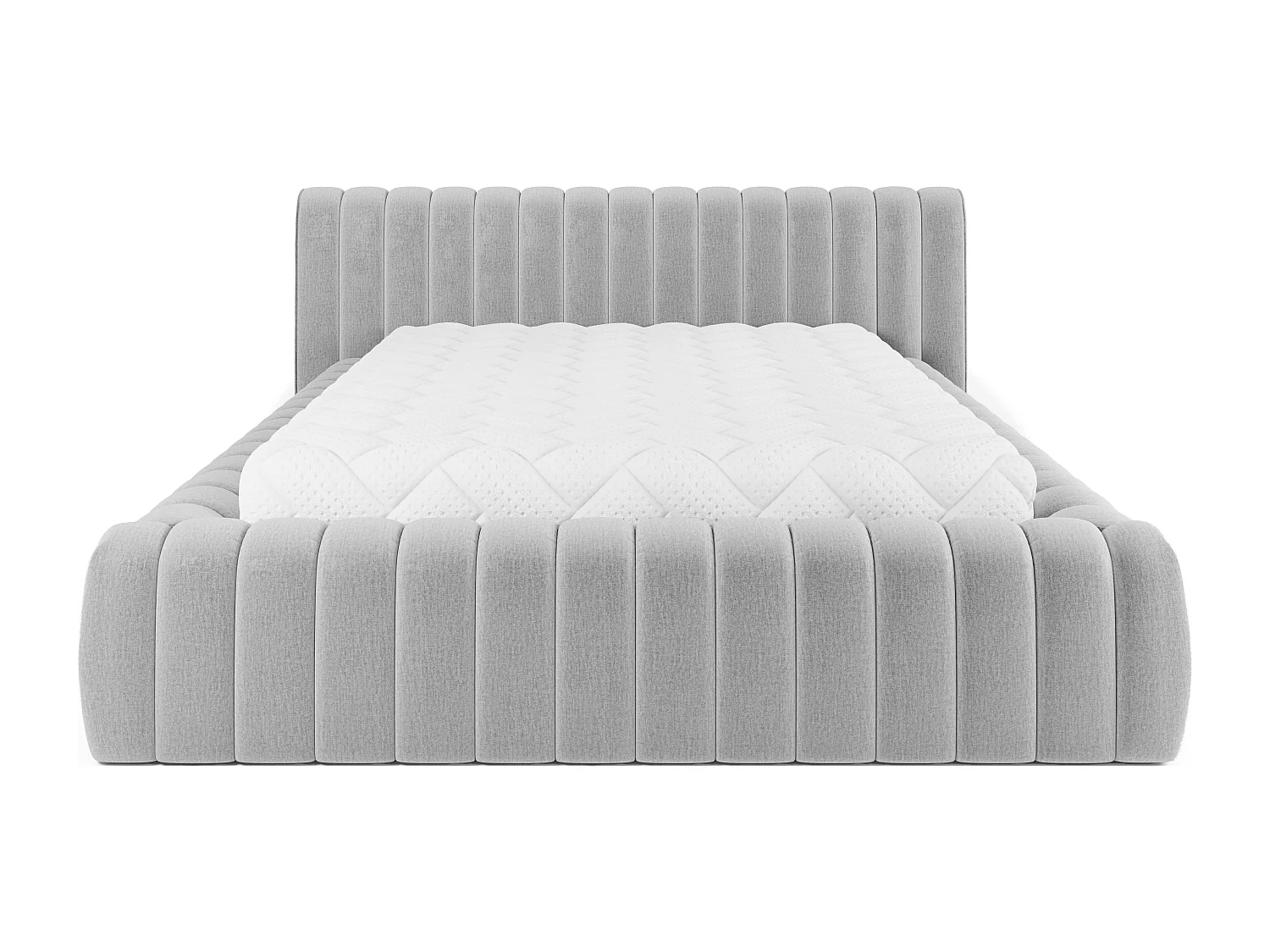 Lit coffre Madera prestige – Revêtement tissu tapissé-Couleur Gris clair-180x200