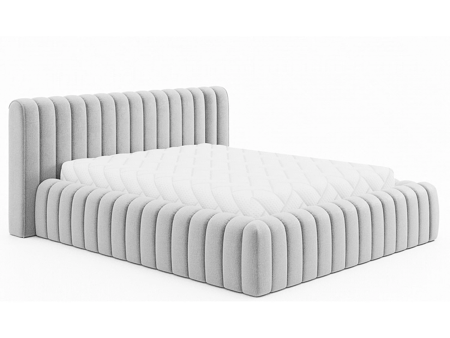 Lit coffre Madera prestige – Revêtement tissu tapissé-Couleur Gris clair-180x200