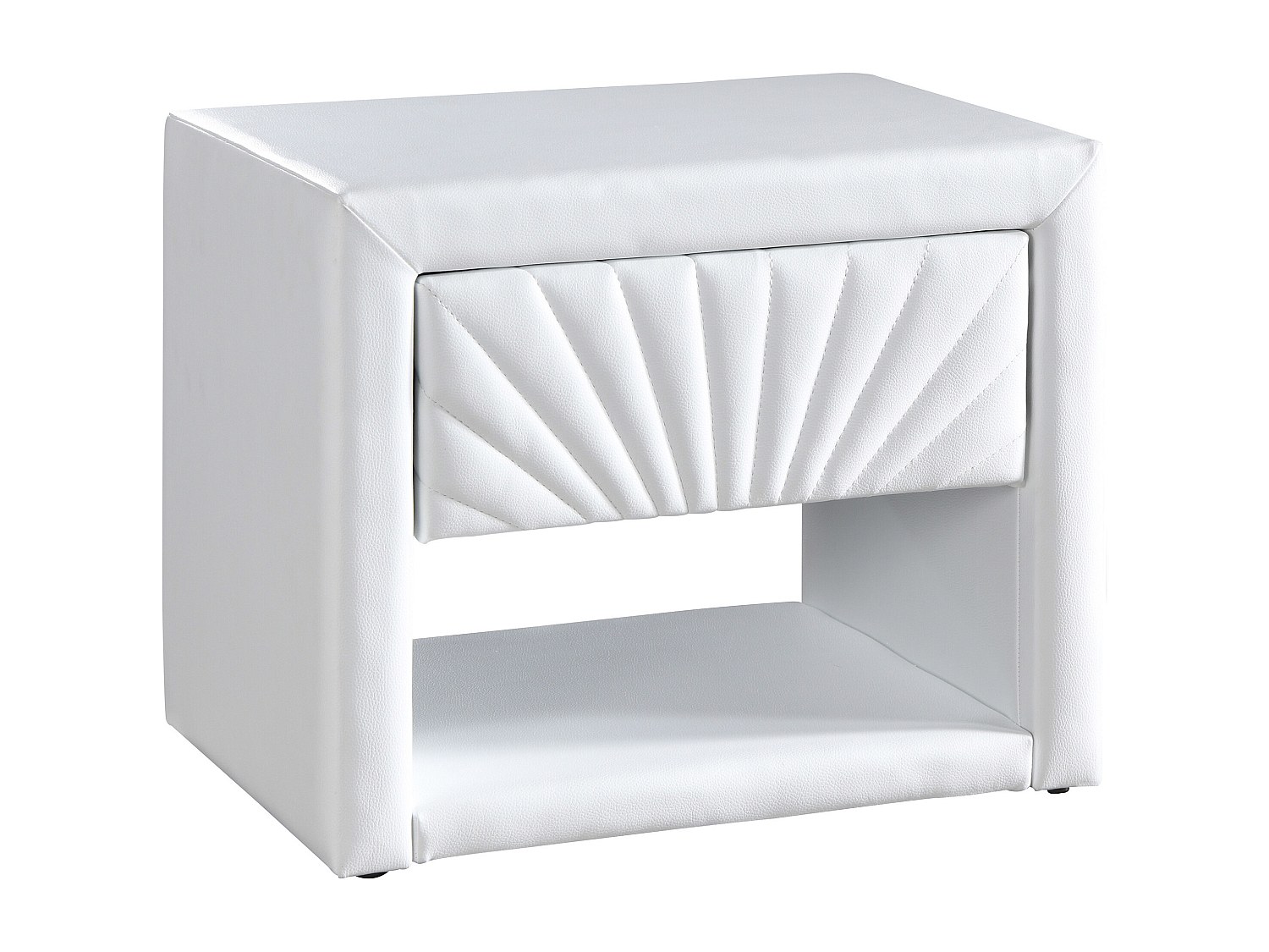 Nachttisch - 1 Schublade und 1 Ablage - Kunstleder - Weiß - ULAMI günstig online kaufen
