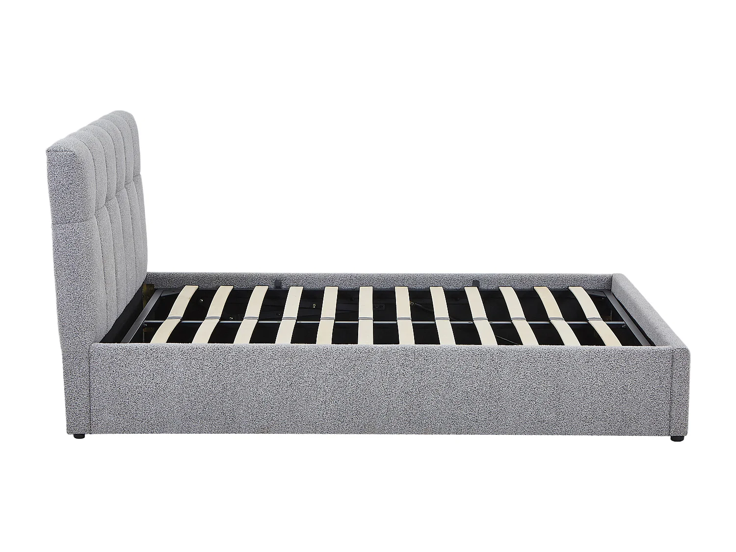 Lit coffre 140 x 190 cm - Tissu bouclette - Gris - MAZIRI