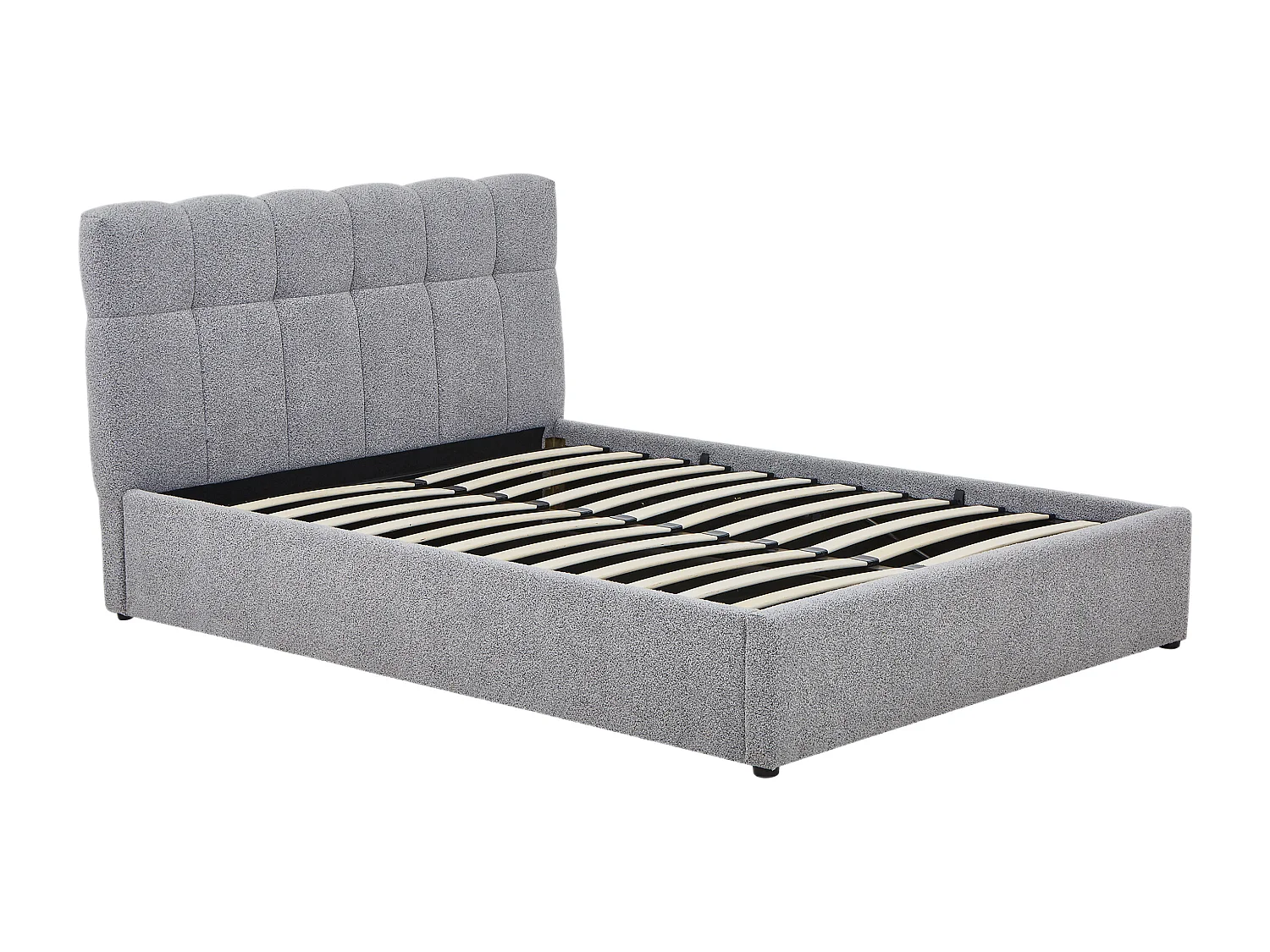 Lit coffre 140 x 190 cm - Tissu bouclette - Gris - MAZIRI