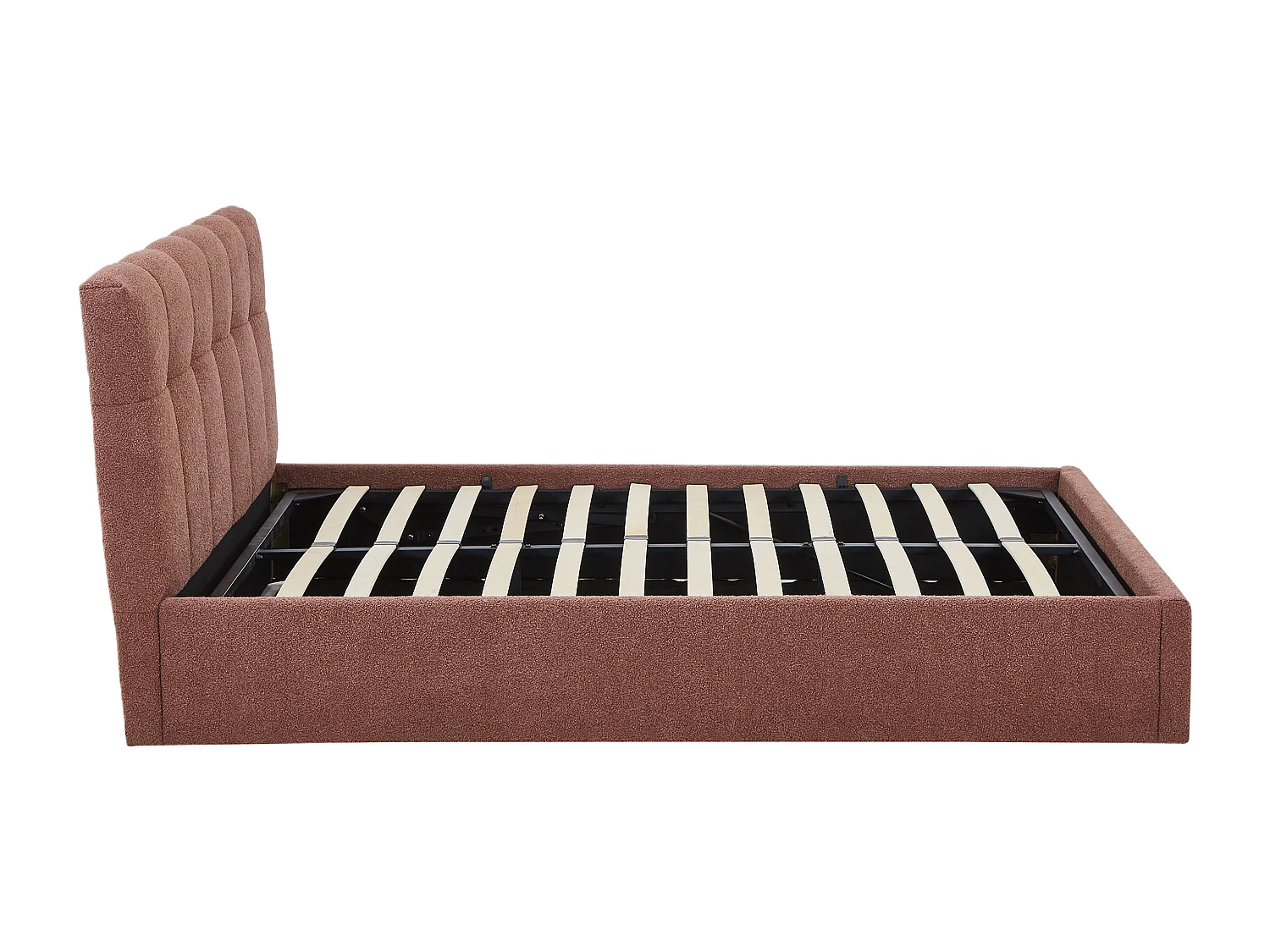 Lit coffre 160 x 200 cm - Tissu bouclette - Terracotta - MAZIRI