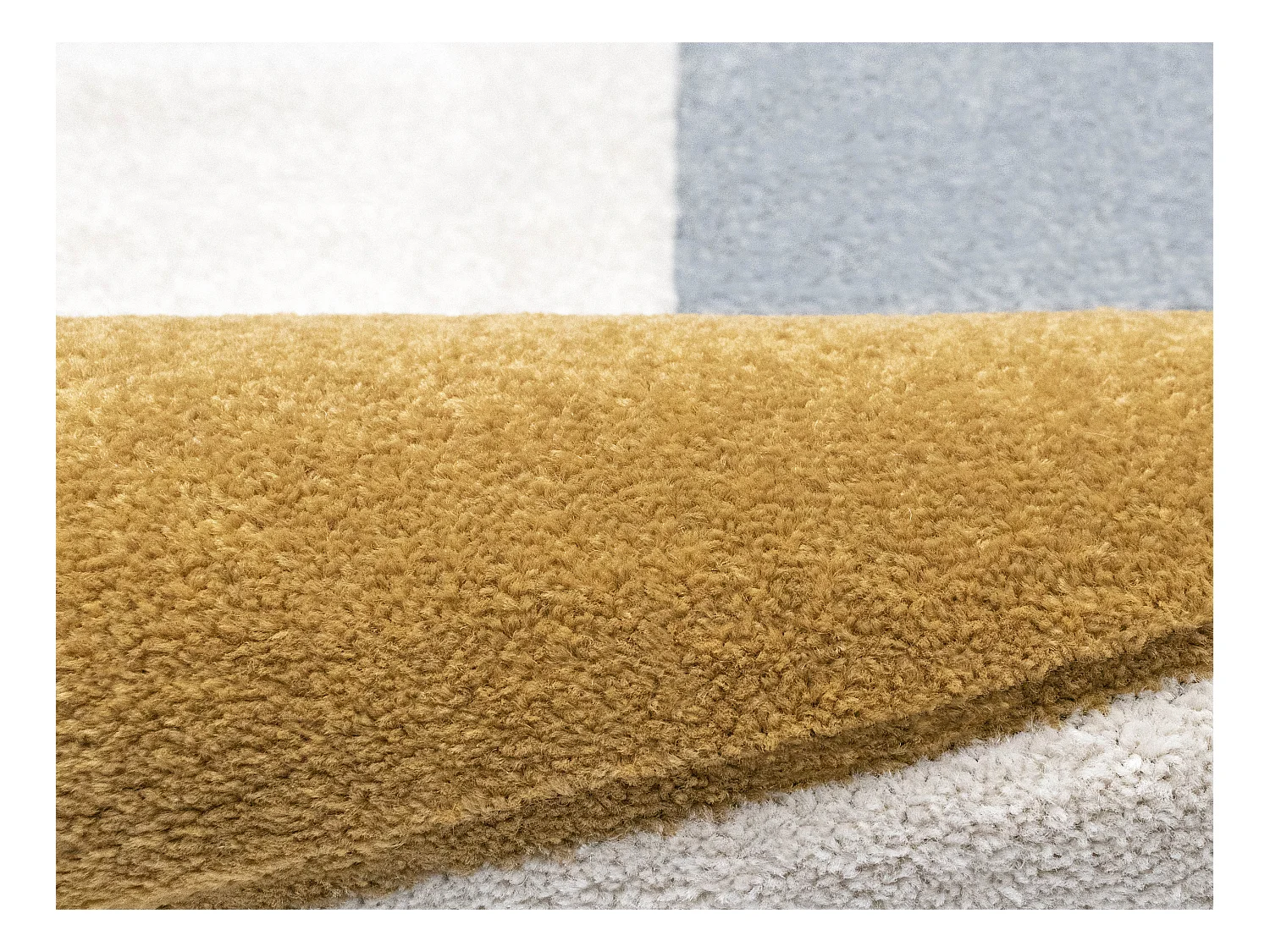 Alfombra con diseño abstracto 160 x 230 cm - Blanco, azul y amarillo - SANTORELA