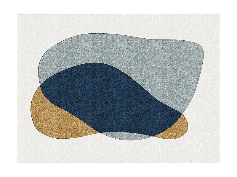 Tapete com motivo abstrato 160 x 230 cm branco, azul e amarelo - SANTORELA