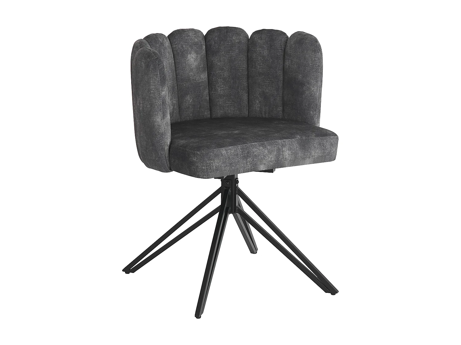 Set van 2 draaibare eetkamerstoelen met bloemblaadjesrugleuning - 51 x 58,5 x 76,5 cm - fluweel en metalen poten - grijs