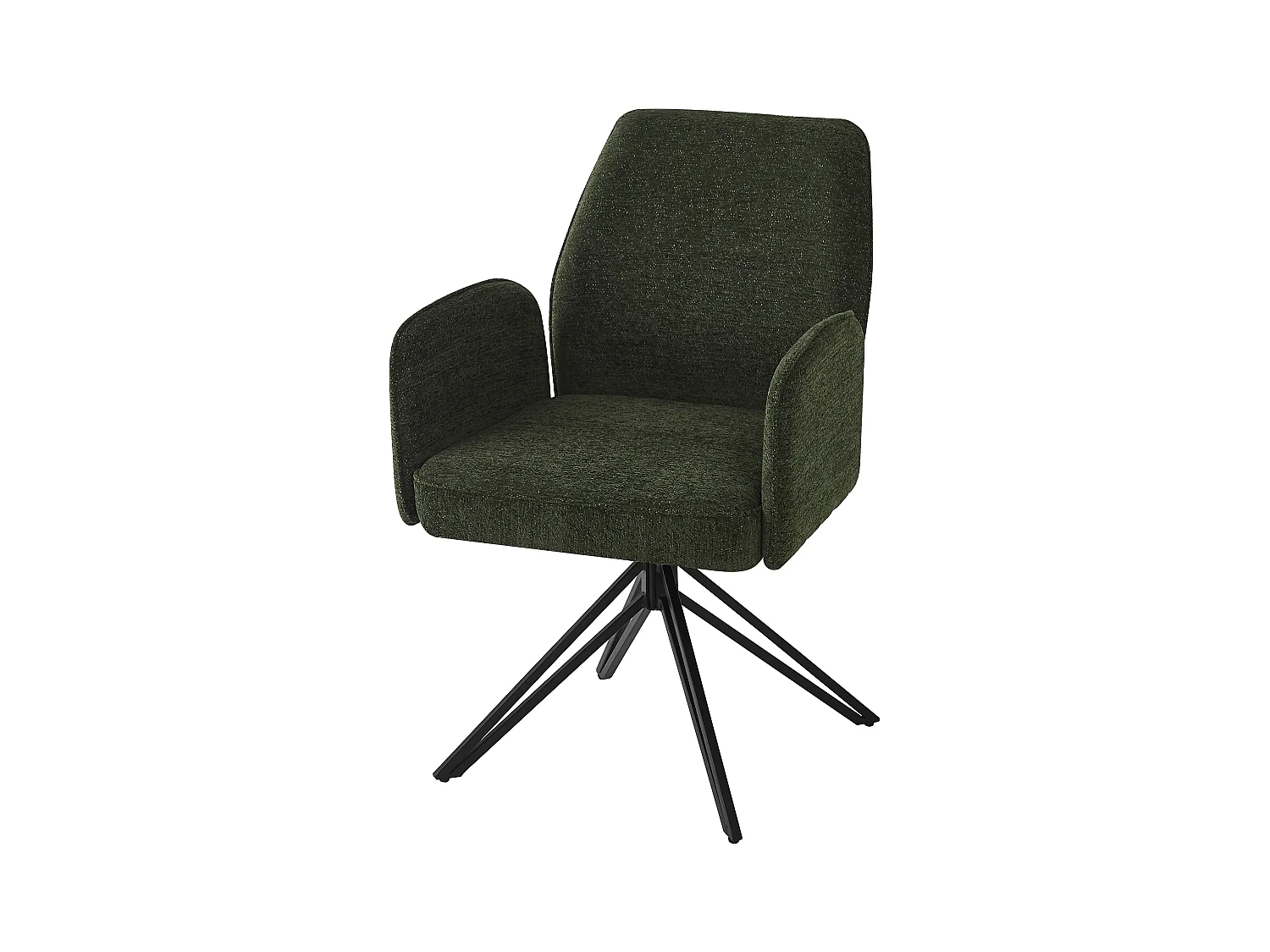 Lot de 2 chaises de salle à manger pivotantes - 62 x 67.5 x 88.5 cm - Velours et pieds en métal - Vert foncé