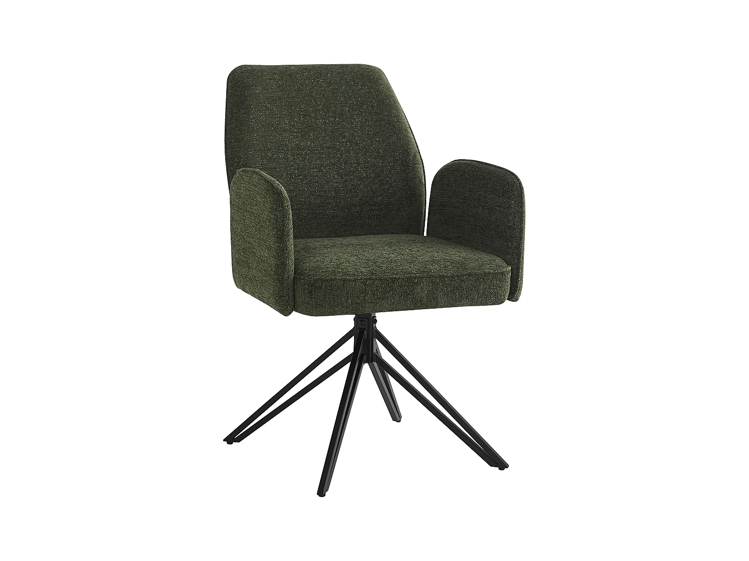 Lot de 2 chaises de salle à manger pivotantes - 62 x 67.5 x 88.5 cm - Velours et pieds en métal - Vert foncé