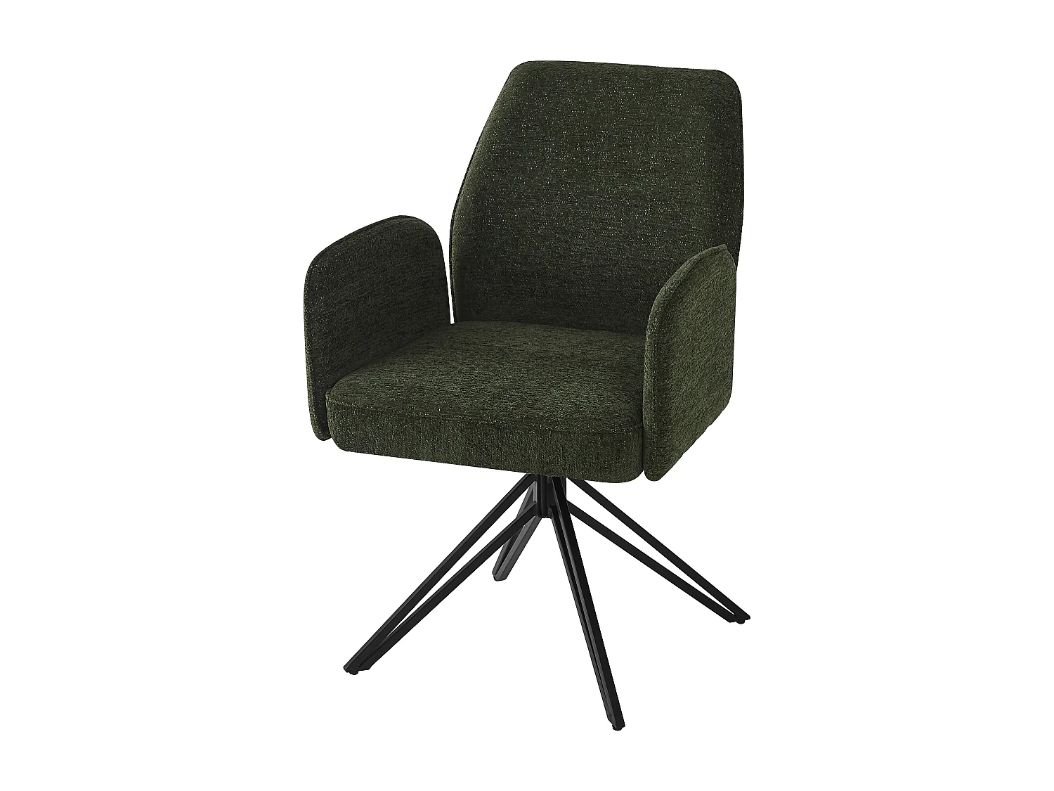 Conjunto de 2 cadeiras de jantar giratórias - 62 x 67,5 x 88,5 cm - Veludo e pernas de metal - Verde escuro