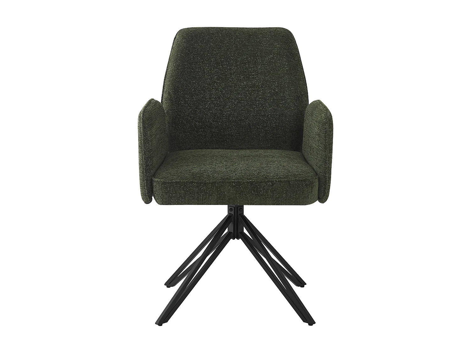 Conjunto de 4 cadeiras de jantar giratórias - 62 x 67,5 x 88,5 cm - Veludo e pernas de metal - Verde escuro