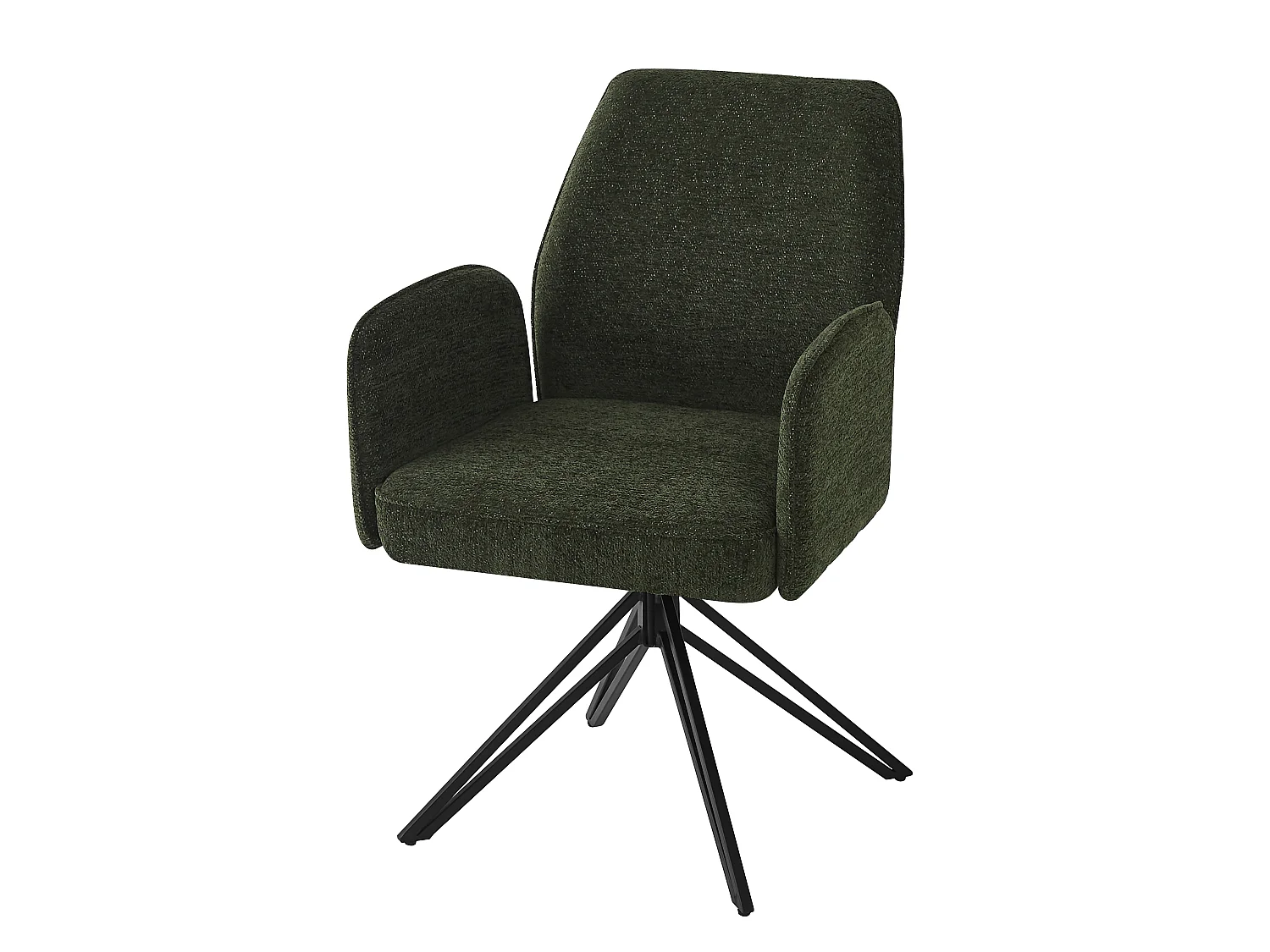 Set van 6 draaibare eetkamerstoelen - 62 x 67,5 x 88,5 cm - Fluwelen en metalen poten - Donkergroen