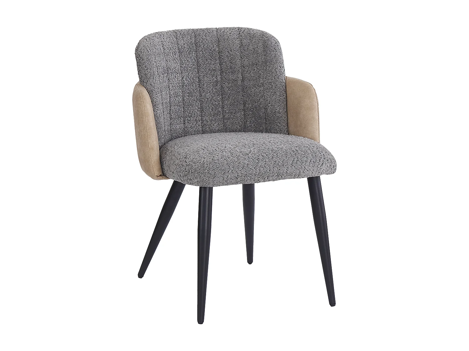 Lot de 6 chaises de salle à manger avec accoudoirs - 57 x 58 x 76.5 cm - Velours et pieds en métal - Gris