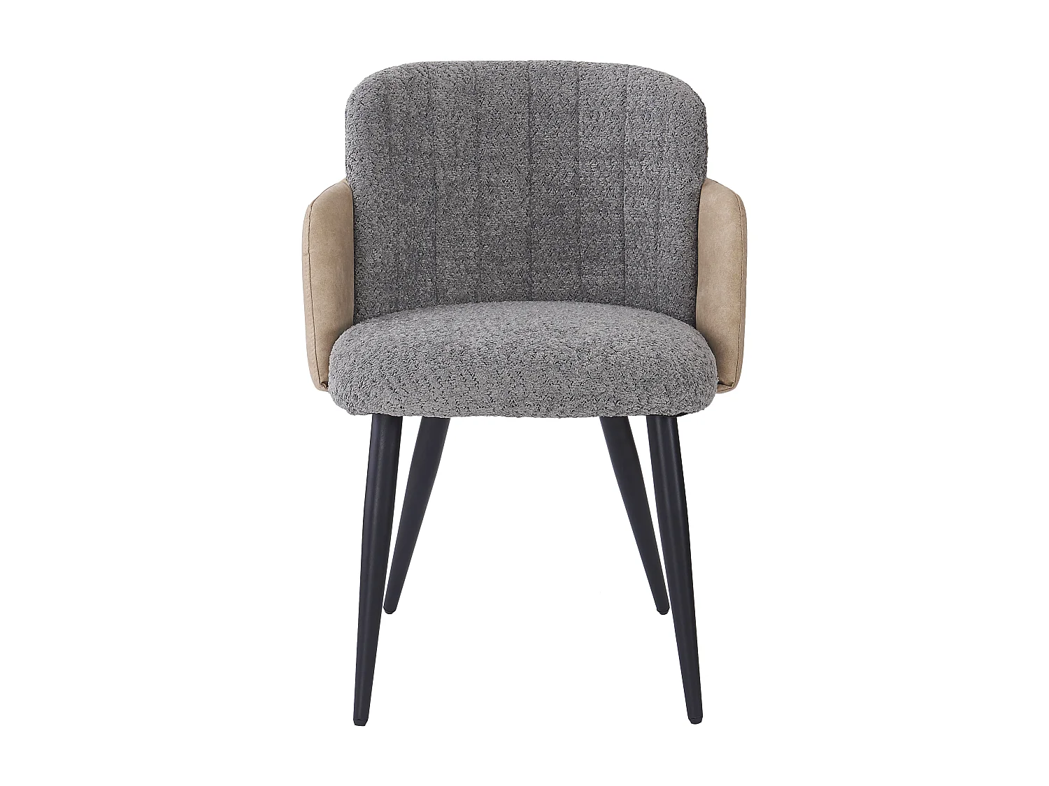 Lot de 6 chaises de salle à manger avec accoudoirs - 57 x 58 x 76.5 cm - Velours et pieds en métal - Gris