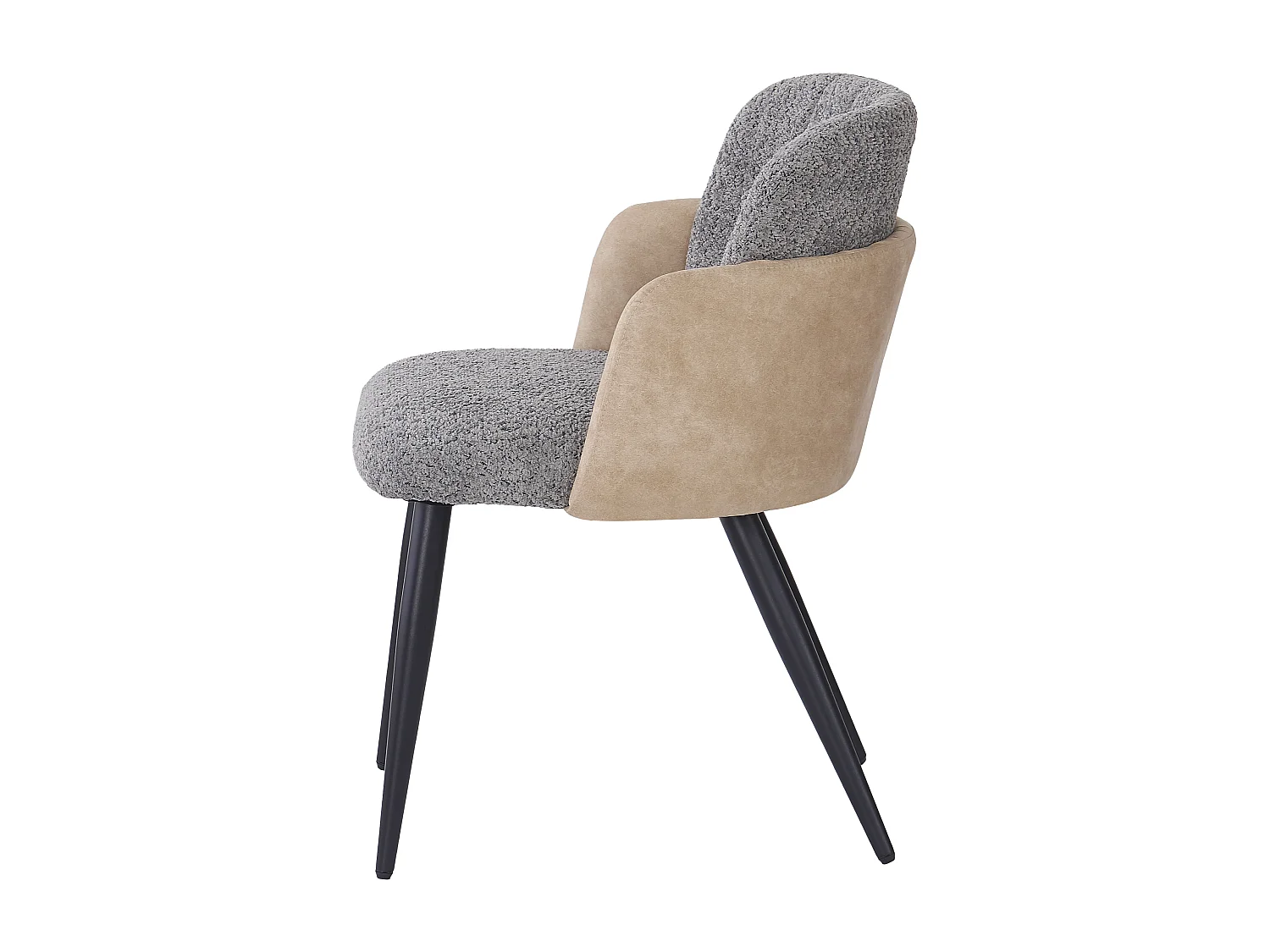 Lot de 6 chaises de salle à manger avec accoudoirs - 57 x 58 x 76.5 cm - Velours et pieds en métal - Gris