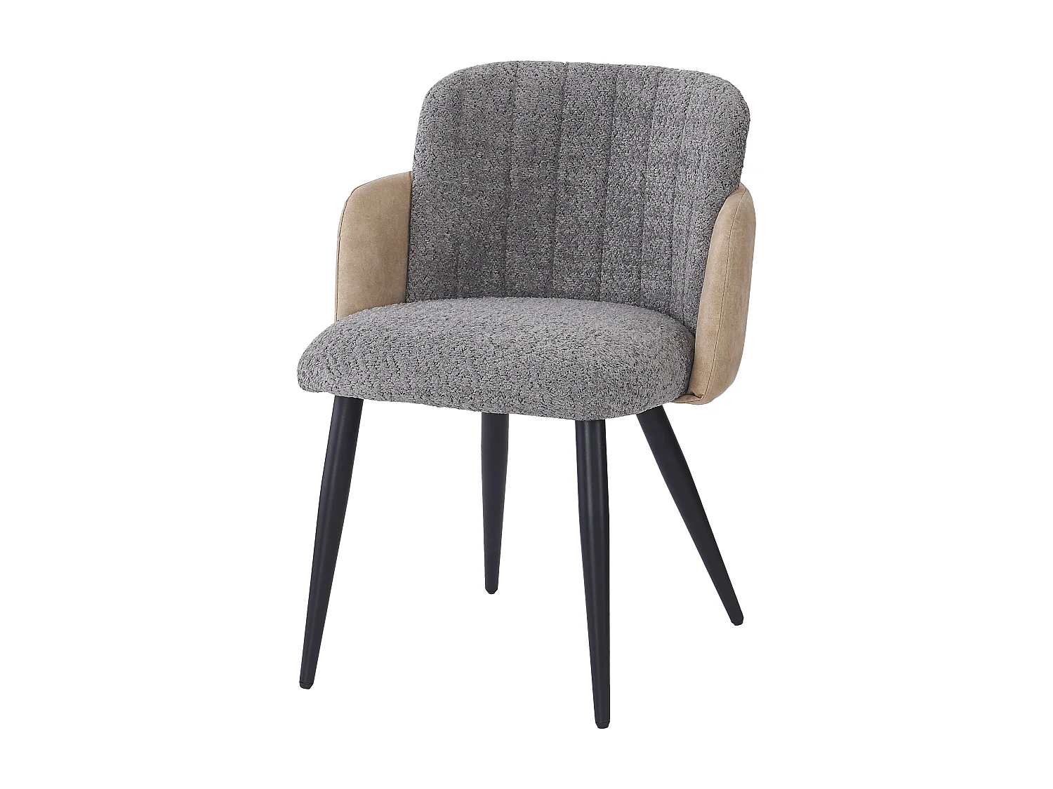 Lot de 6 chaises de salle à manger avec accoudoirs - 57 x 58 x 76.5 cm - Velours et pieds en métal - Gris