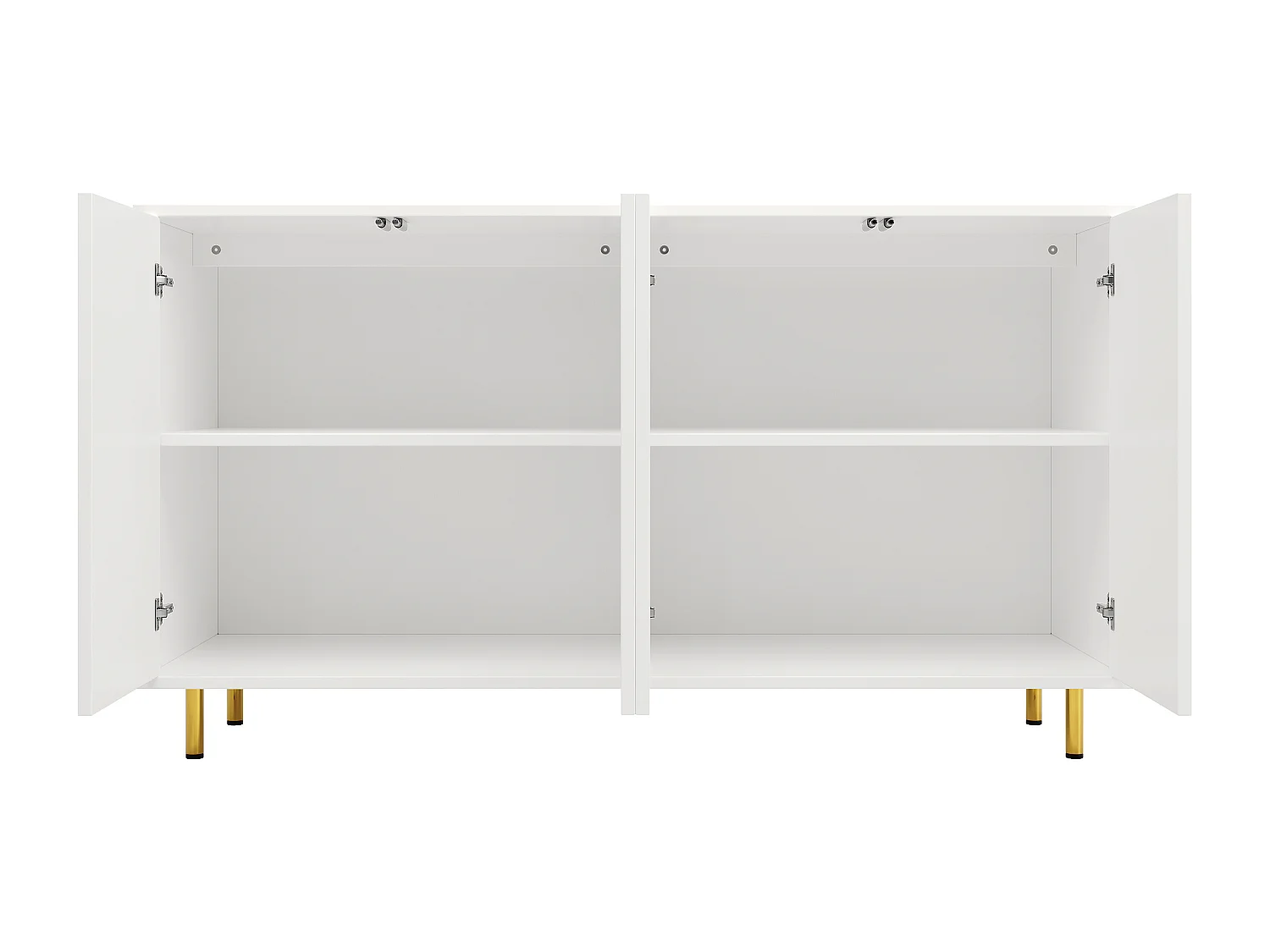 Buffet avec 4 portes - 140 x 40 x 85.9 cm - MDF + pieds en métal - pour salon, salle à manger - Blanc