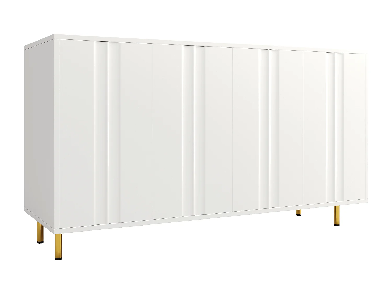 Buffet avec 4 portes - 140 x 40 x 85.9 cm - MDF + pieds en métal - pour salon, salle à manger - Blanc