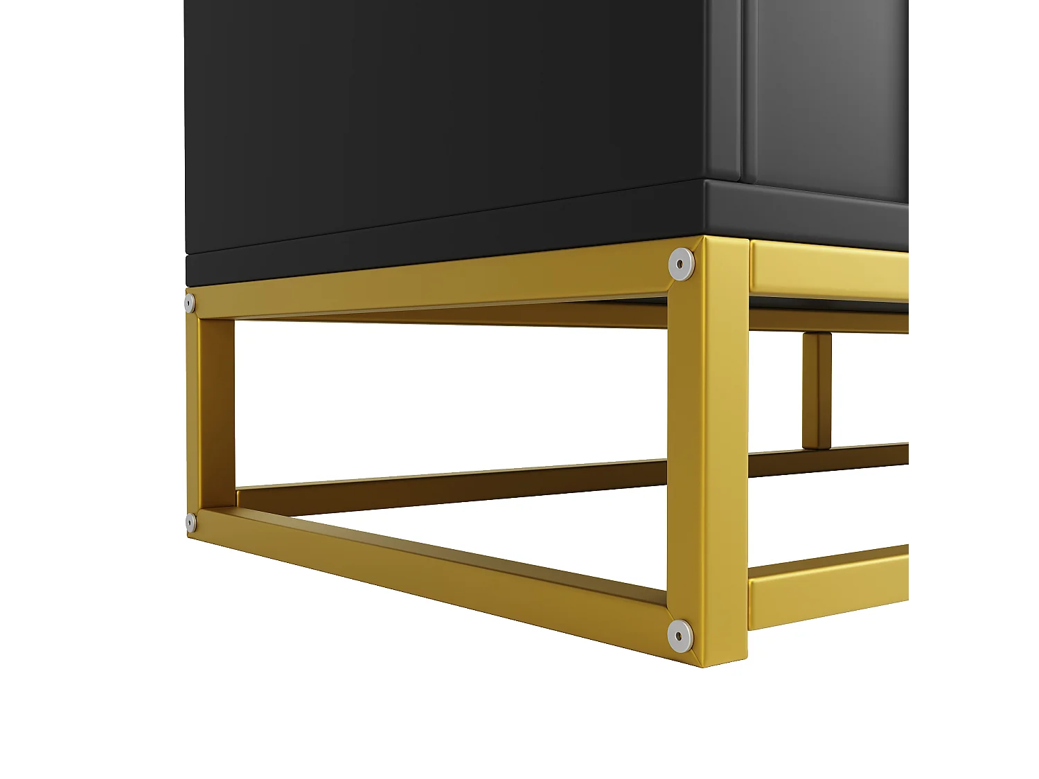 Aparador com 3 portas - 120 x 40 x 85 cm - MDF e pés de metal dourado - para sala de estar, sala de jantar - Preto