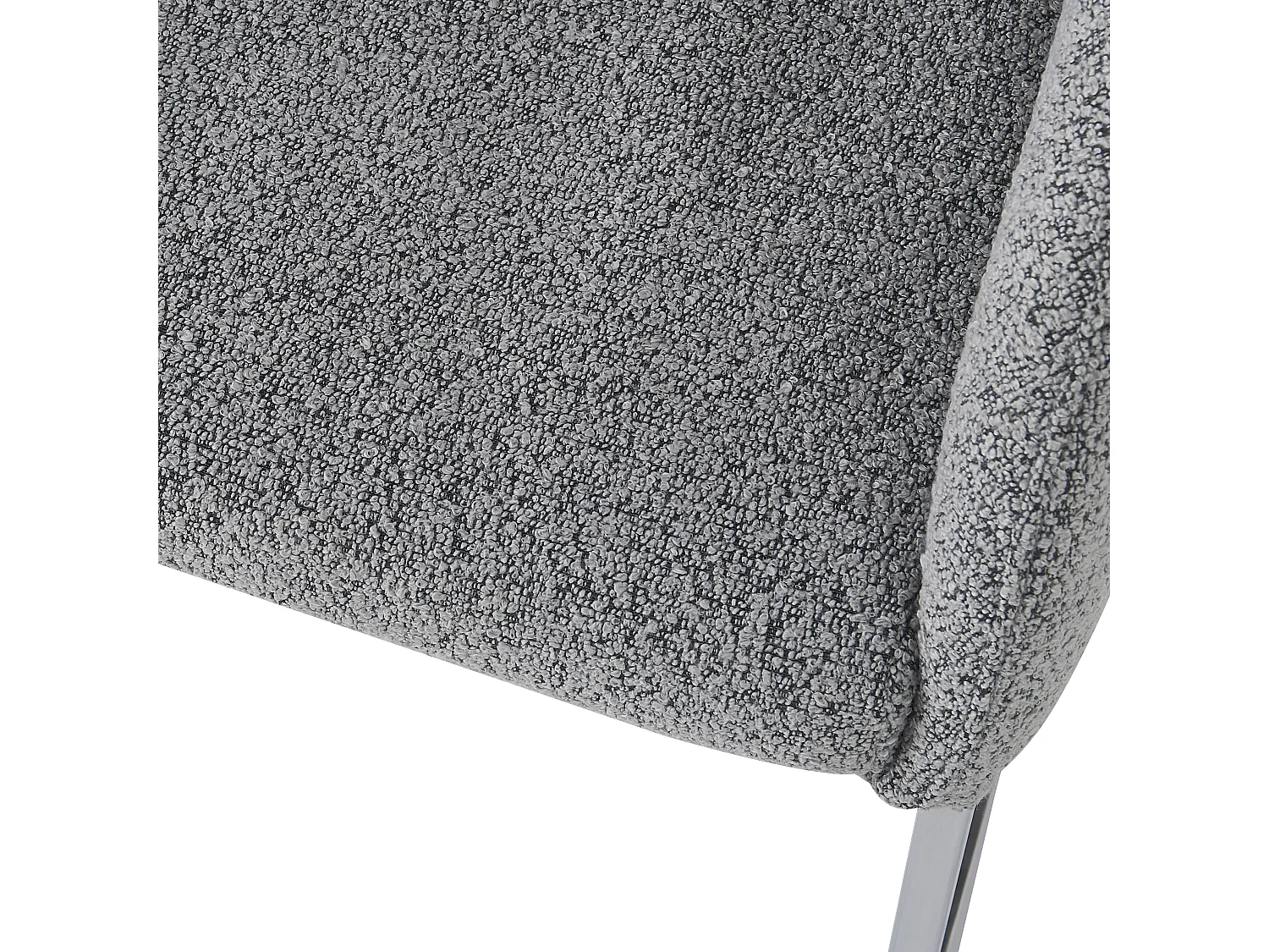 Conjunto de 2 cadeiras cantilever com encosto, cadeiras de jantar - 57 x 57,5 x 78 cm - veludo boucle e pernas de ferro - cinza