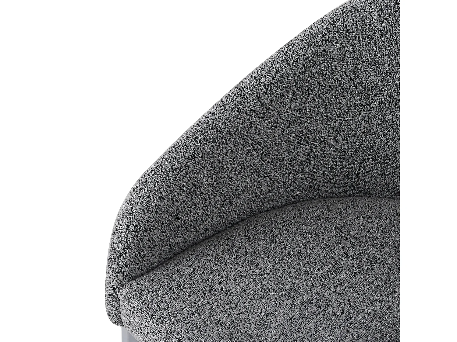 Conjunto de 2 cadeiras cantilever com encosto, cadeiras de jantar - 57 x 57,5 x 78 cm - veludo boucle e pernas de ferro - cinza