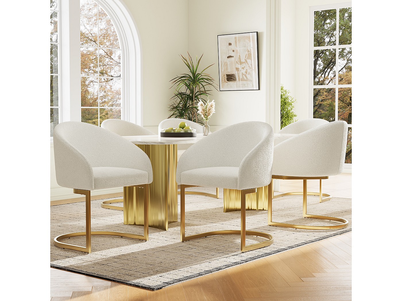 Chaise De Vanité Avec Dossier Mignonne – Métal + Laine D'Agneau, Confort Moelleux, 40x44x74 Cm, Blanche – Chaise Maquillage & Coiffeuse