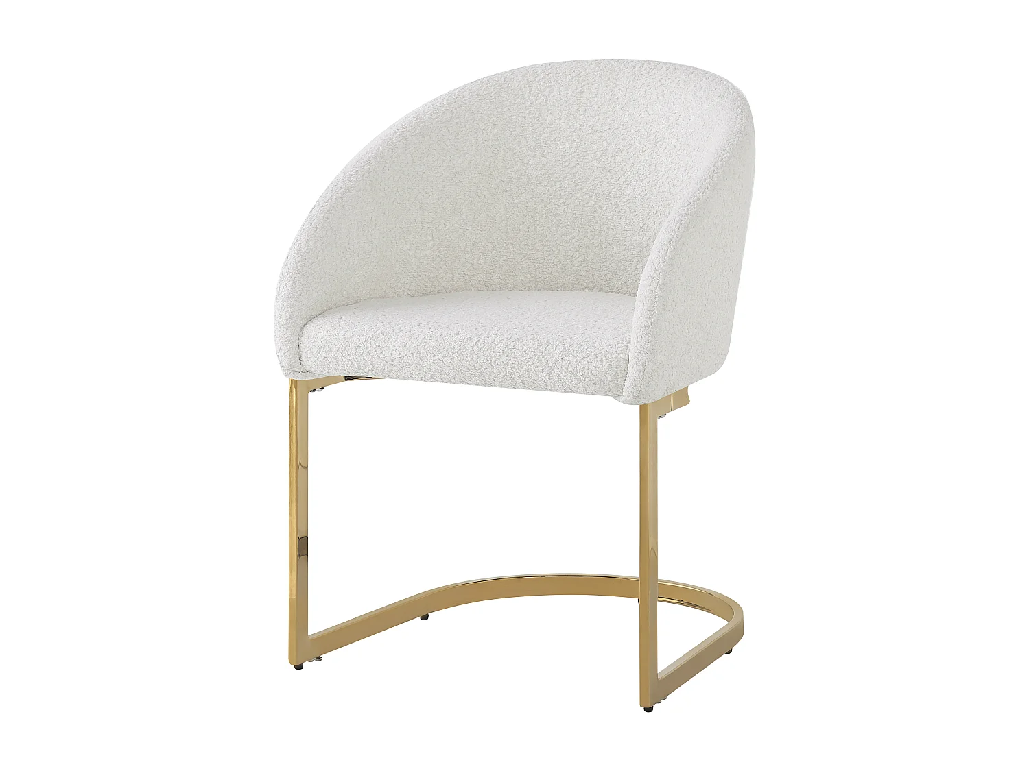 Set di 4 sedie a sbalzo con schienale, sedie da pranzo - 57 x 57,5 x 78 cm - velluto bouclé e gambe in ferro - beige