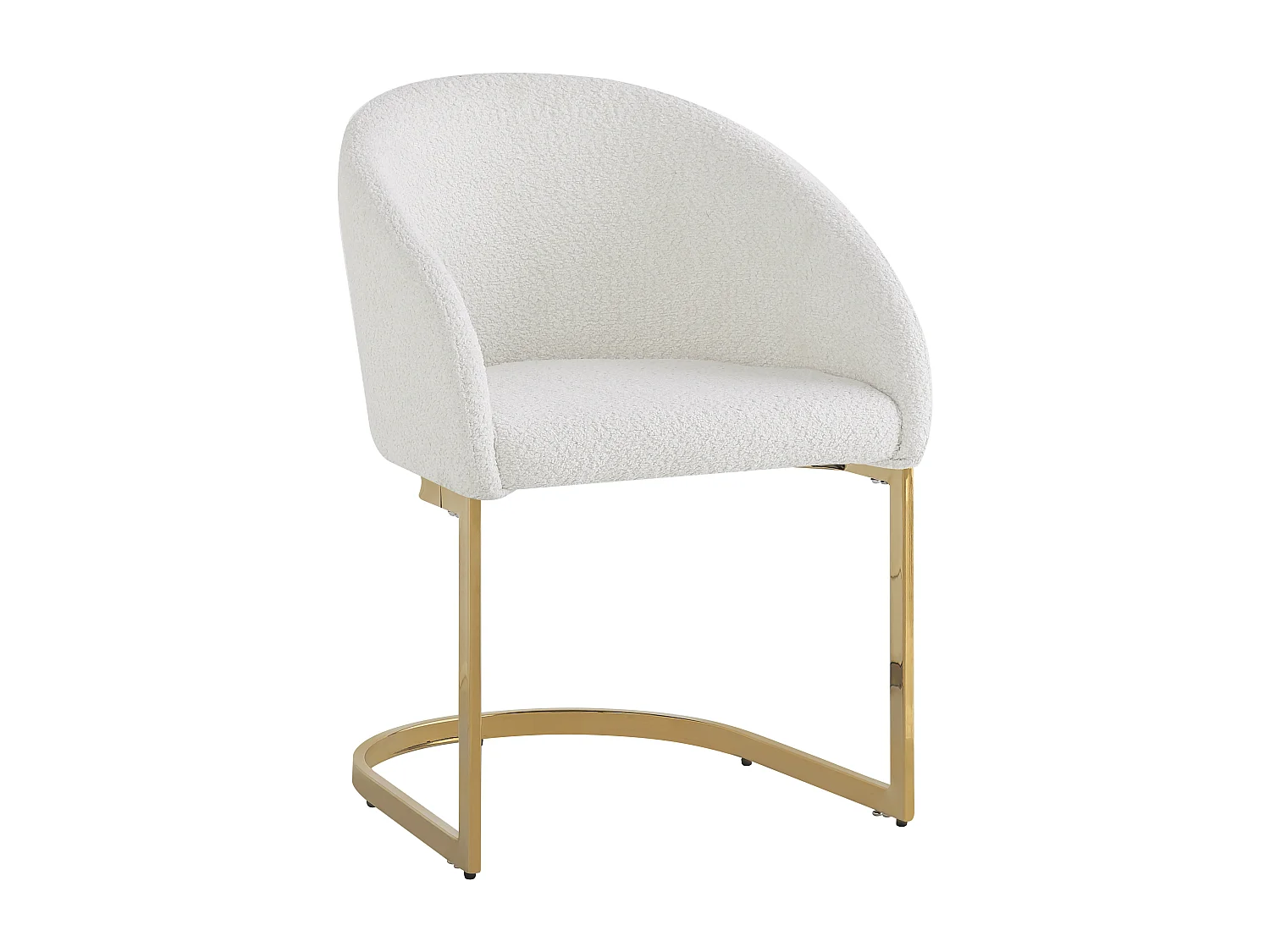 Lot de 4 chaises cantilever avec dossier, chaises de salle à manger - 57 x 57.5 x 78 cm - Velours bouclé et pièds en fer - Beige
