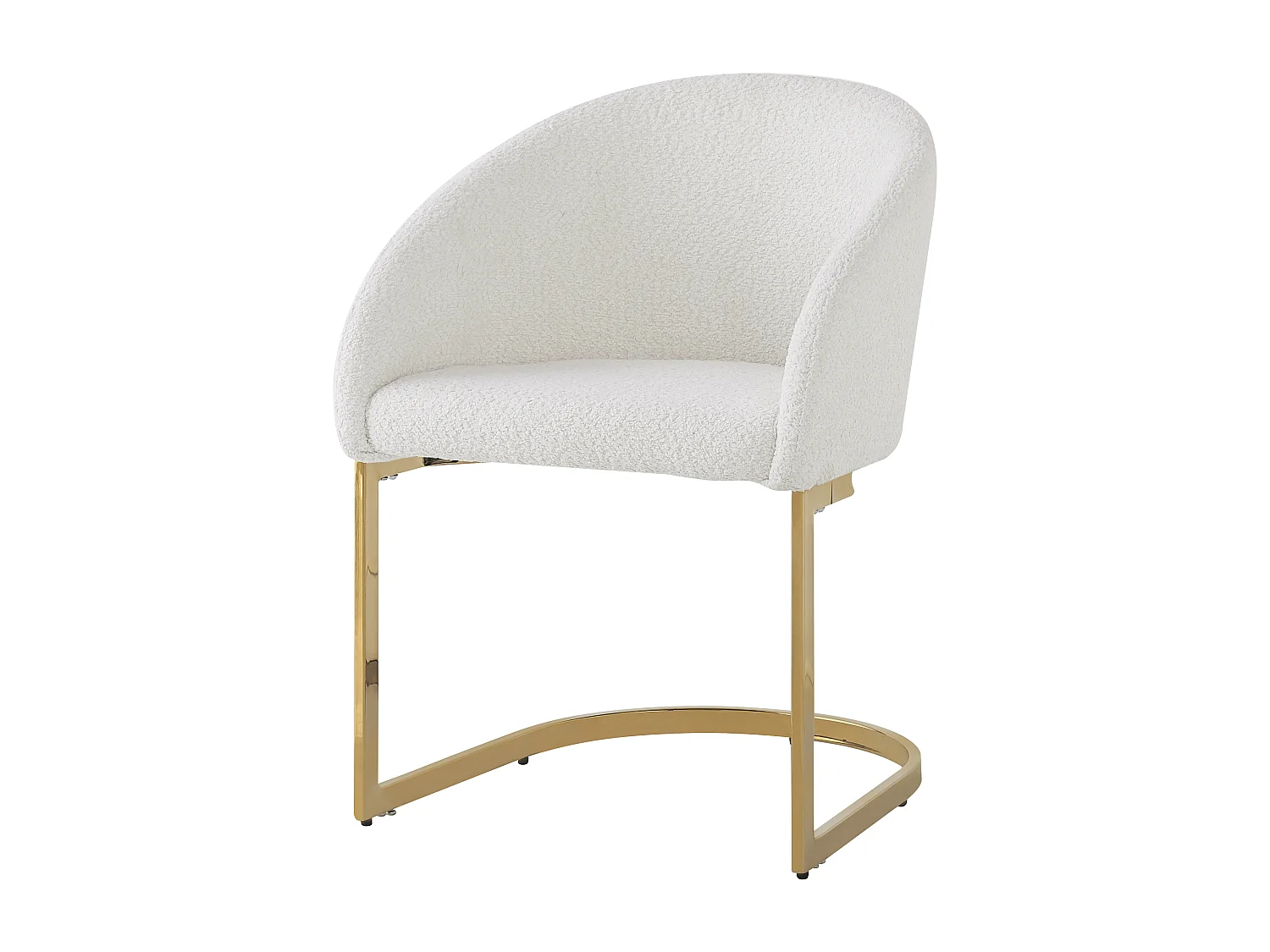 Lot de 4 chaises cantilever avec dossier, chaises de salle à manger - 57 x 57.5 x 78 cm - Velours bouclé et pièds en fer - Beige