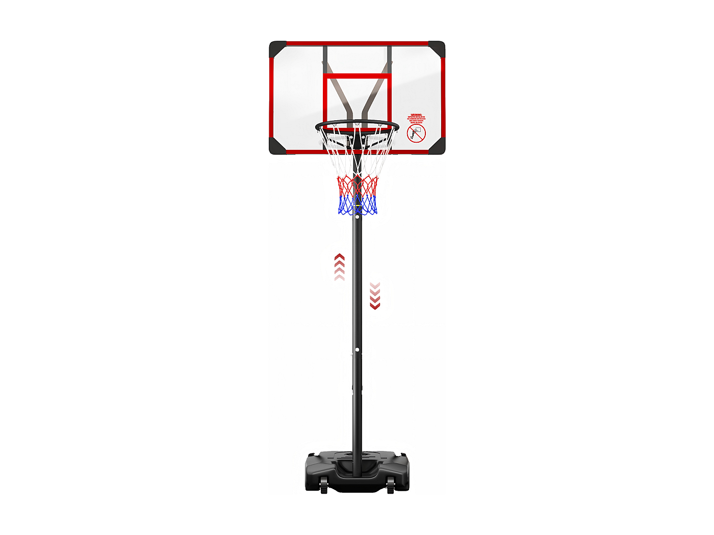 Basketballkorb, einstellbare Höhe 147-260 cm, mit 83x53cm Rückwand -PC und vergrößerter Basis, 2 Räder für Kinder/Erwachsene - 86x83x260cm