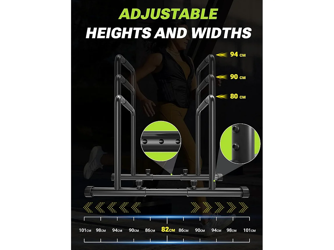 Parallelle bars, trainingsstation voor mensenhandel, verstelbare laadstaven, max 500 kg lading, 104x99x86cm