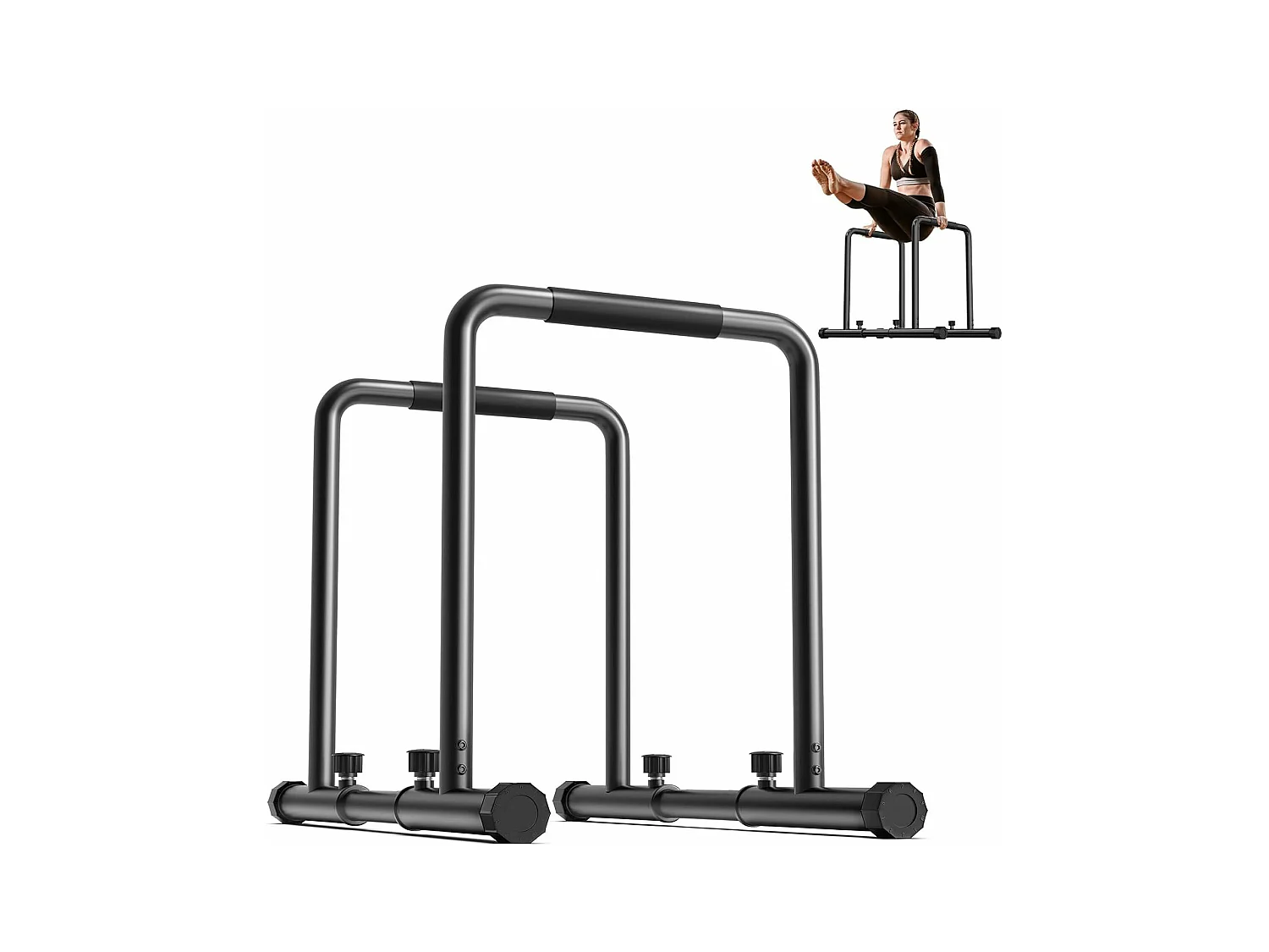 Barres Parallèles, Training Station de Musculation pour Tractions, Barres de trempage réglable, Charge Max 500kg, 104x99x86cm