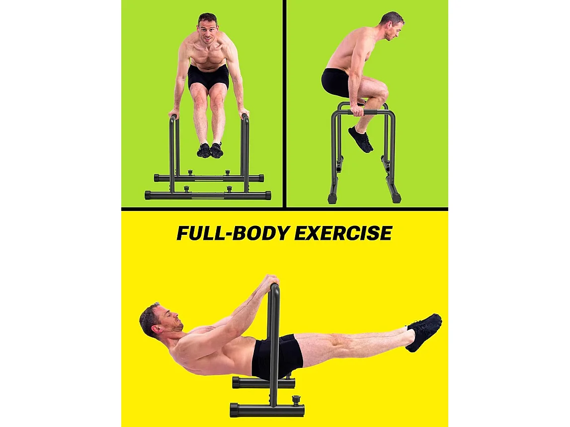 Barres Parallèles, Training Station de Musculation pour Tractions, Barres de trempage réglable, Charge Max 500kg, 104x99x86cm