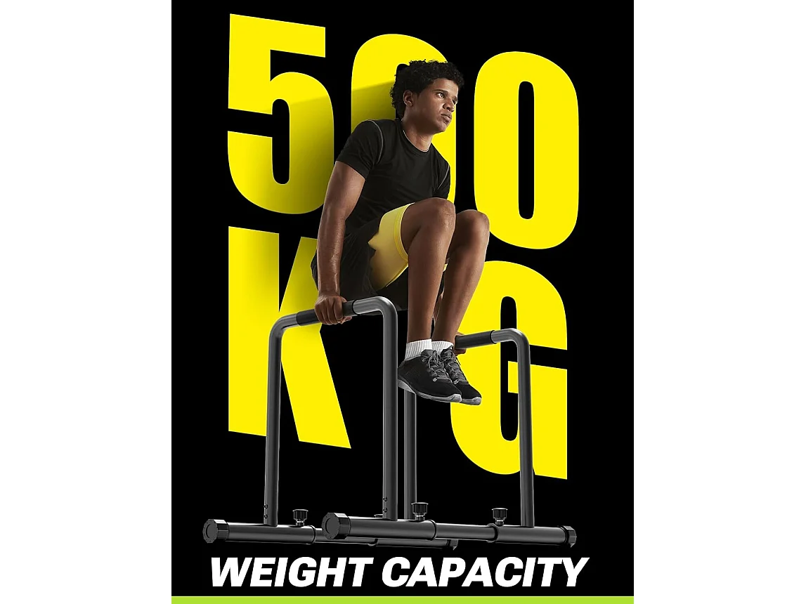 Barres Parallèles, Training Station de Musculation pour Tractions, Barres de trempage réglable, Charge Max 500kg, 104x99x86cm