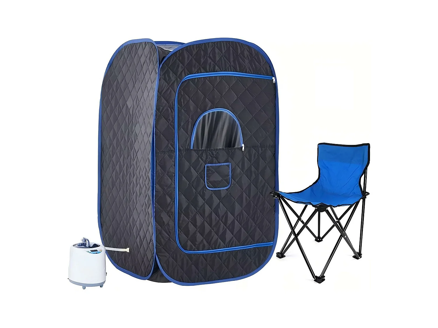 Cabine sauna à Vapeur, 1000W Sauna Pliable, avec télécommande et Instrument de fumigation et chaise pliante, Tente Spa, 80x80x135cm