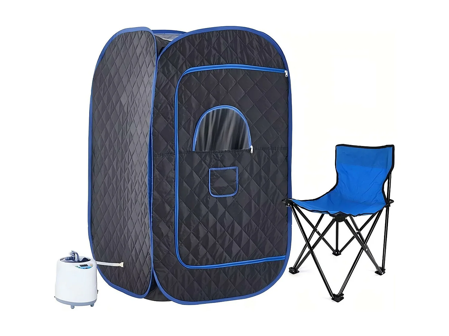 Stoomsaunacabine, 1000W opvouwbare sauna, met afstandsbediening en begassingsinstrument en opvouwbare stoel, spatent, 80x80x135cm