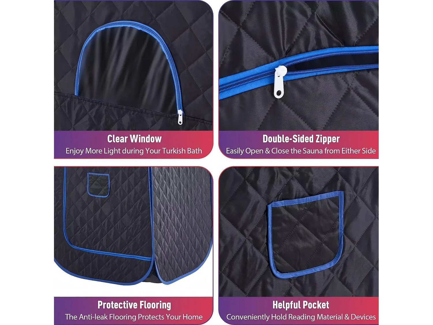 Stoomsaunacabine, 1000W opvouwbare sauna, met afstandsbediening en begassingsinstrument en opvouwbare stoel, spatent, 80x80x135cm