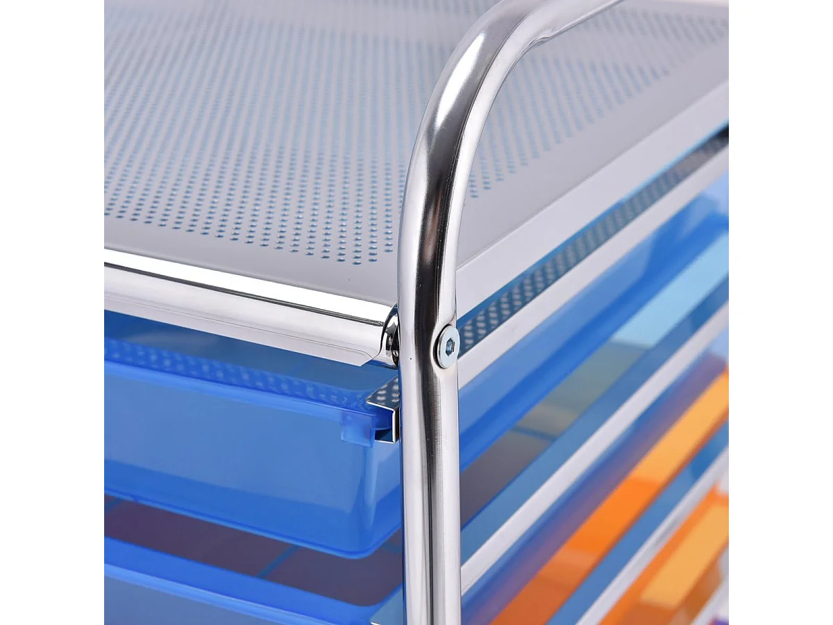 Tour de Rangement, Desserte à roulettes avec 15 Tiroirs Multicolores, Conception Stable et Solide, 4 roulettes Universelles 2 avec Freins