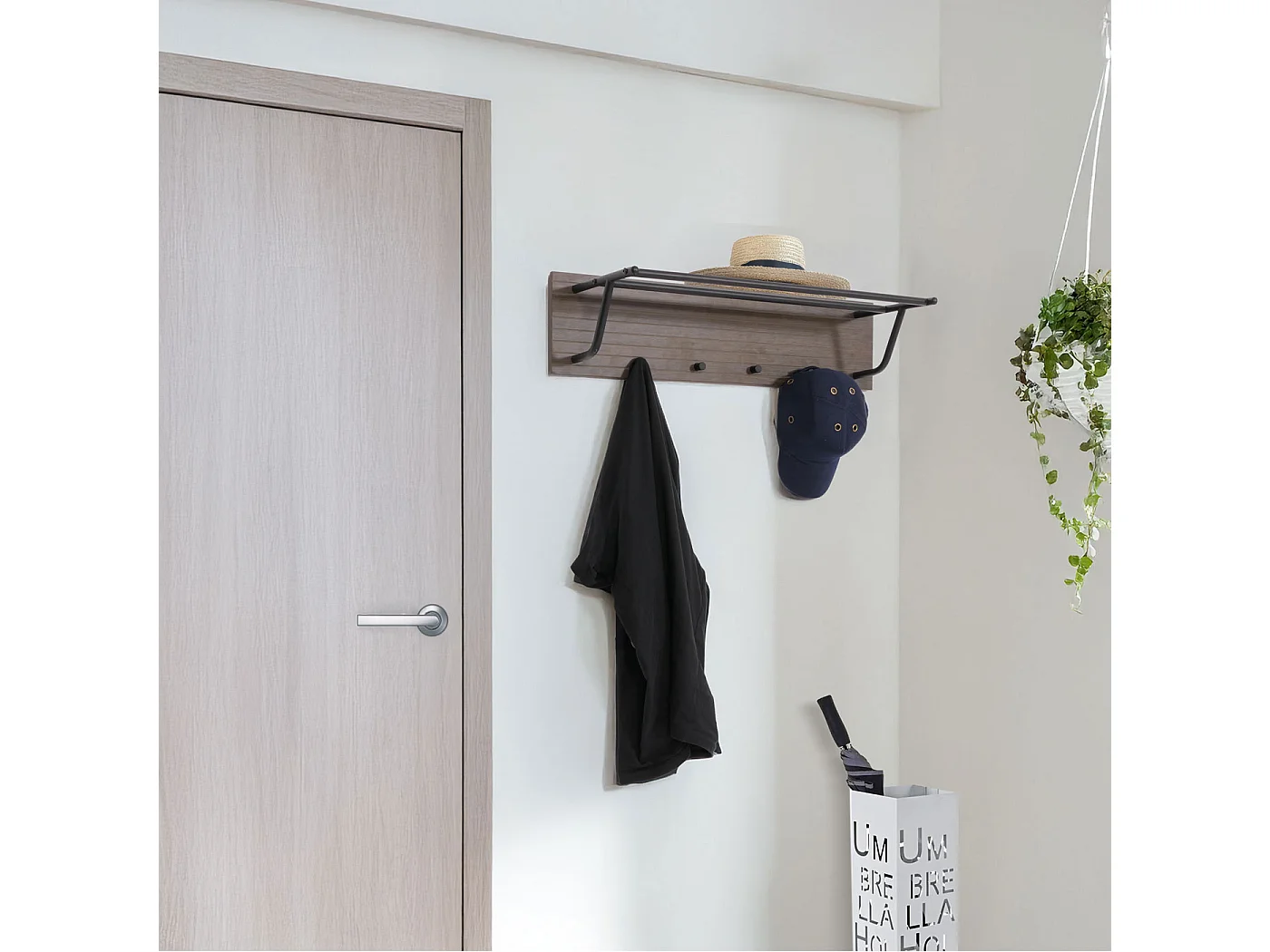 Portemanteau mural MCW-N78,  brun foncé