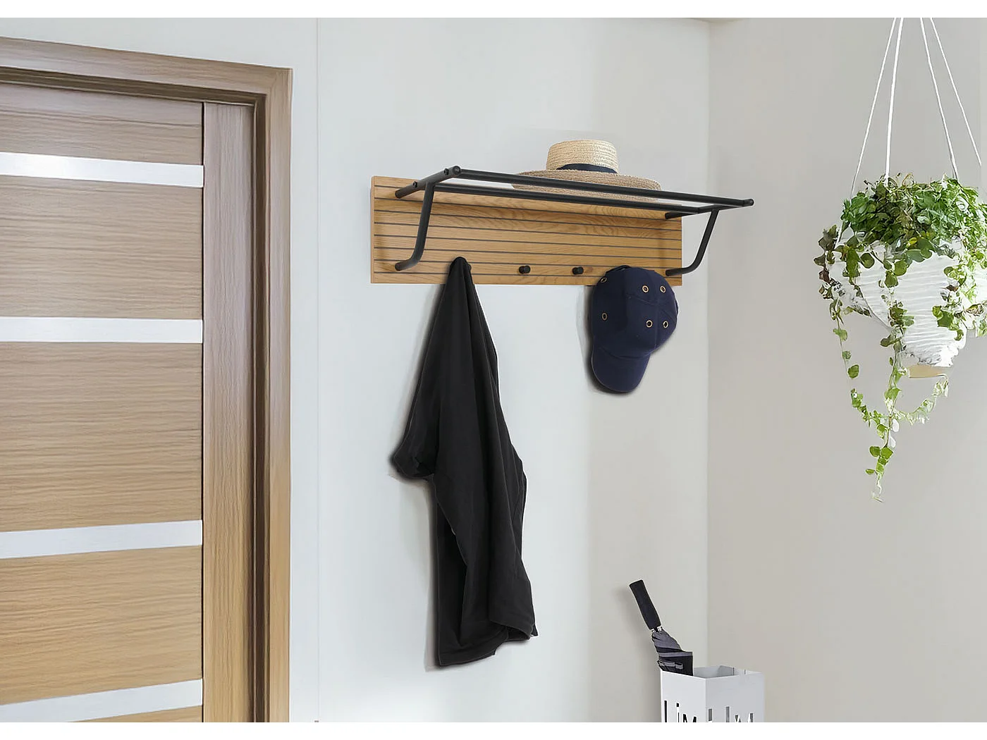 Portemanteau mural MCW-N78,  naturel