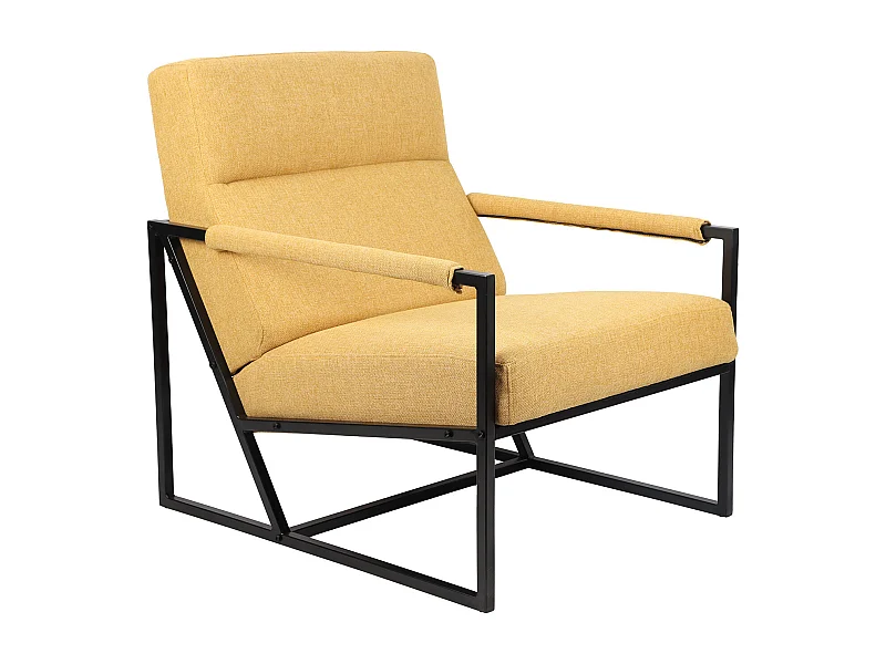 Chaise longue SVITA CHRIS chaise cocktail chaise rembourrée avec accoudoirs jaune moutarde
