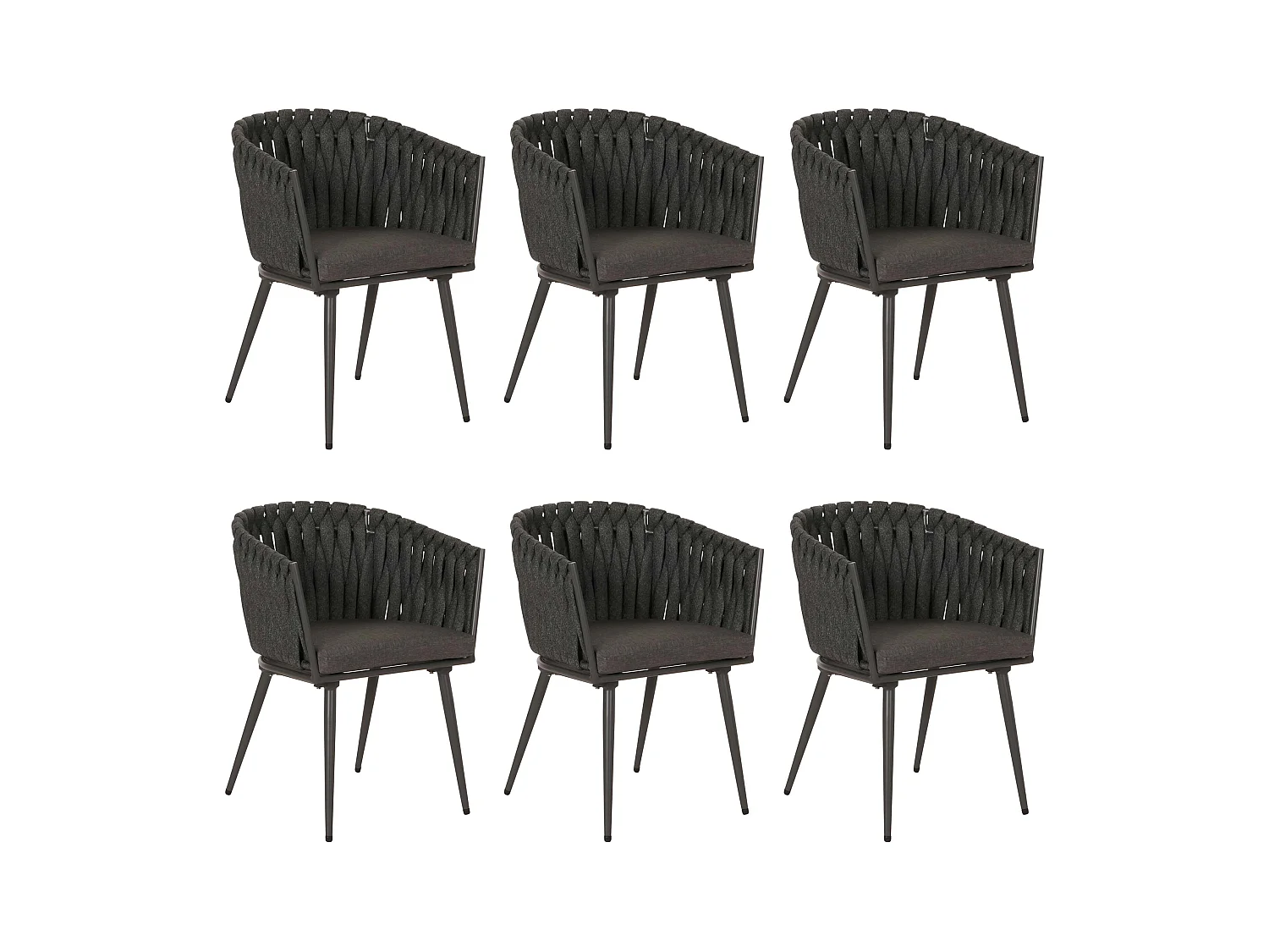Chaise de salle à manger MCW-N38 (lot de 6),  anthracite Coussin gris foncé