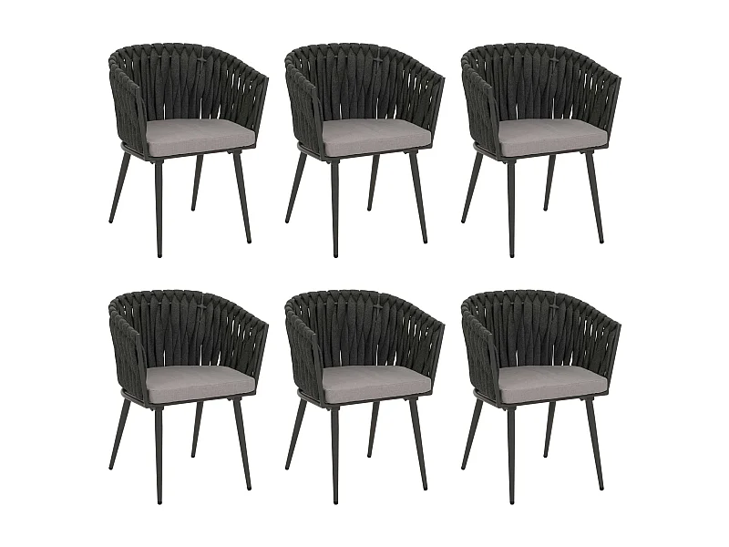 Chaise de salle à manger MCW-N38 (lot de 6),  anthracite Coussin gris clair